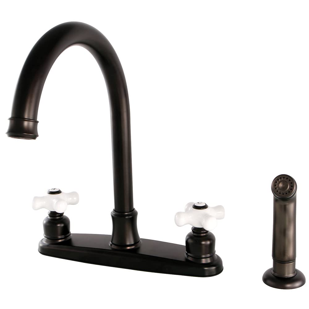 Kingston Brass FB7795PXSP Victorian 8-Inch Centerset Kitchen Faucet with Sprayer  Oil Rubbed Bronze