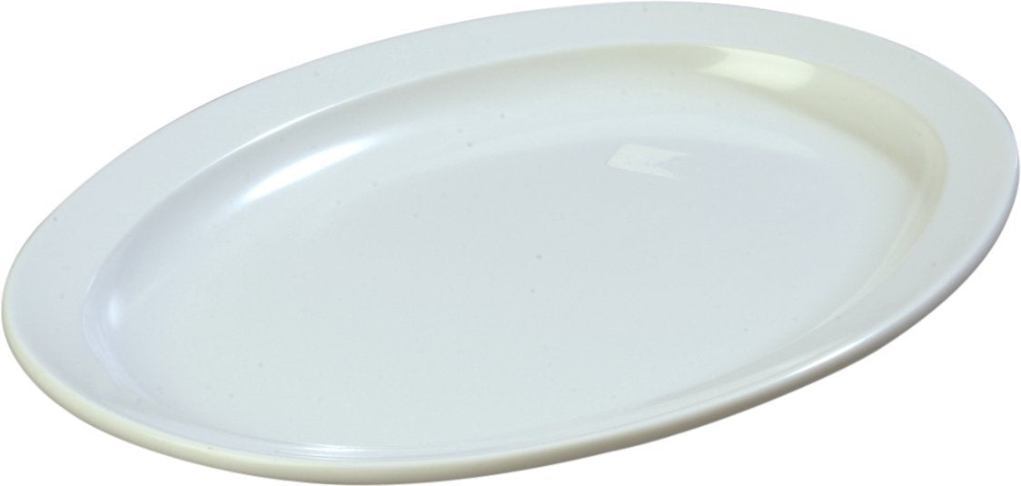 Carlisle Foodservice Products Kingline Plastic Oval Platter Oval Tray For Home And Restaurant, Melamine, 13.5 Inches, White, (Pa