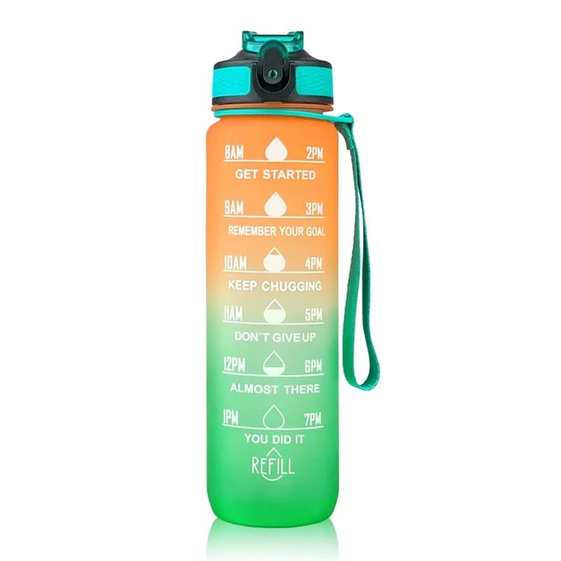 Caspian /// Water Bottles Sipper Bottle For Adults, Kids,Unbreakable Motivational Water Bottle Time Mark Sipper With Straw & Tim