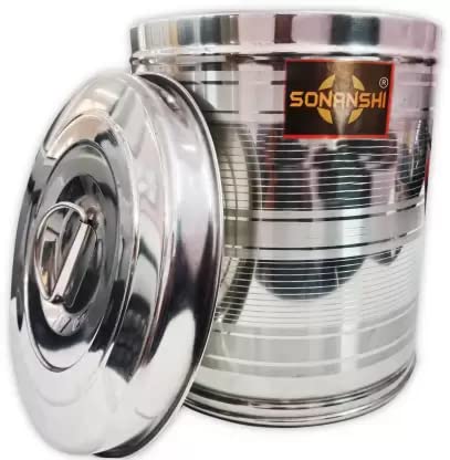 Sonanshi Stainless Steel Air Tight Atta Tanki/Container/Box/Drum/Pawali/Kothi With Lid (11 Litre)