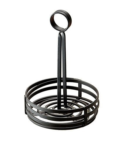 American Metalcraft - Fwc69 Fwc89 Round Wrought Iron Condiment Rack Basket With Display Handle, 8-Inch, Black