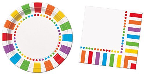 Rainbow Birthday Round Dinner Plates (9'') - 8 Count, Elegant & Vibrant Design, Premium Paper Party Plates For Parties & Events