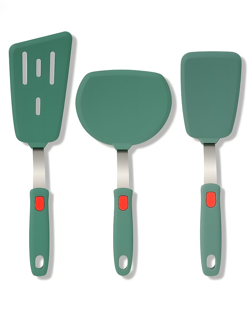 Brigii Silicone Spatula Turner Set of 3, Heat Resistant Kitchen Utensils