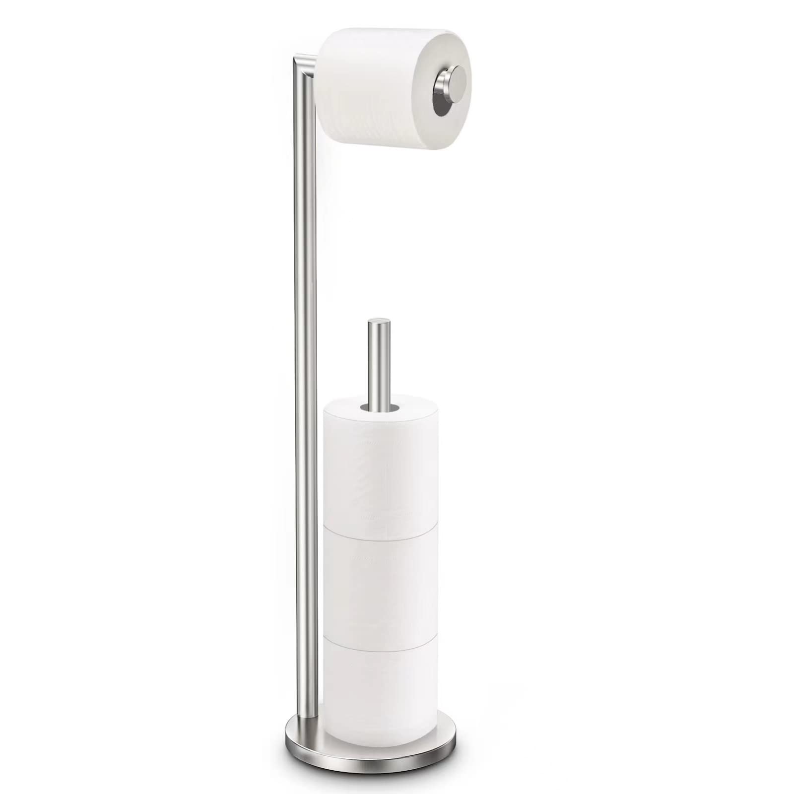 Toilet Paper Stand Brushed Nickel, Free Standing Toilet Paper Holder With Storage By Bathth