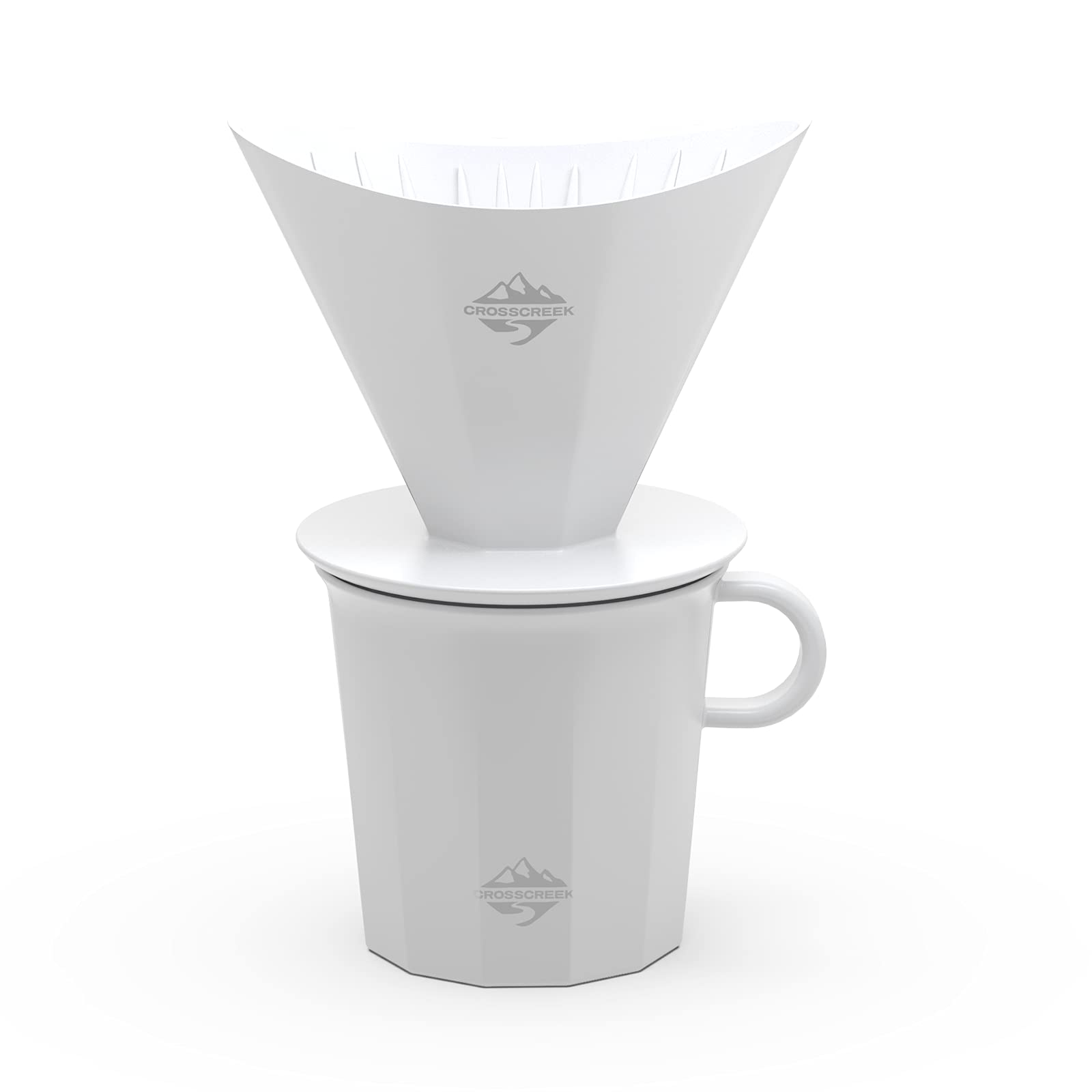 Crosscreek Pour Over Coffee Maker Set, White Ceramic Coffee Dripper With V60 Paper Filter, White Ceramic Streamline Coffee Mug F