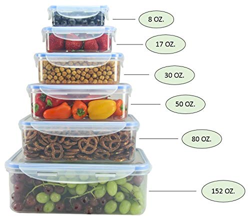 Nicole Home Collection Food Storage Plastic Containers With Locking Lids, Leak Proof, Airtight, Nested, Set Of 6 Bpa Free Dishwa