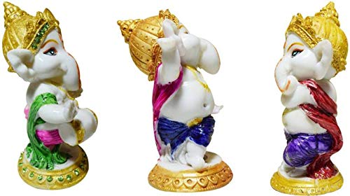 Gw Creations Ganesha Home Decor Ideal Gift To Your Loved Ones (Pack Of 3)Ganesh Showpiece For Car Ganesh Showpiece Online Ganesh
