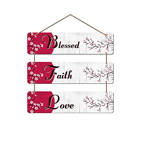 Artvibes Blessed Faith Love Wooden Wall Hanger for Home Decor | Office | Gifts | Bedroom | Living Room | Quotes Decorative Items