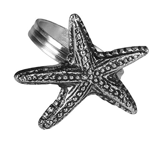 Alpha Living Home Coastal Theme Sea Shells Metal Napkin Rings - Set Of 12 For Dinner Parties, Weddings Receptions, Family Gather