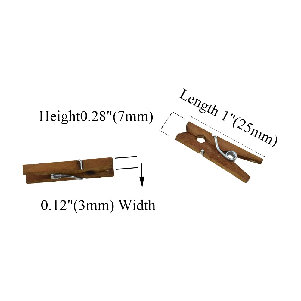 Hahiyo Brown Wooden Clothes Pins Clothespins Mini Aviod Fall Apart 1 Inches Length 80 Pack Strong Springs No Rust No Discolorati