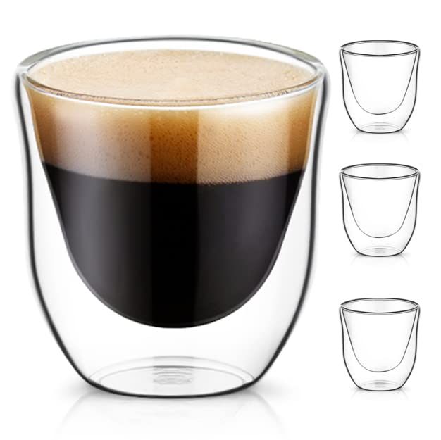 Punpun Espresso Cups Glass For Coffee, Clear Coffee Cups, Double Wall Clear Thermo Glass, Espresso Shot Glass, Coffee Cups (2.0