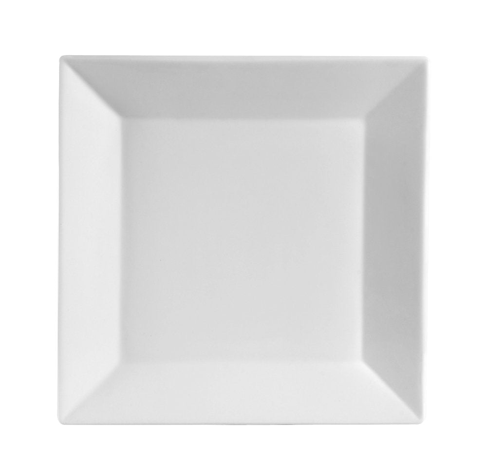 CAC China KSE-8 Kingsquare 8-Inch Super White Porcelain Square Plate, Box of 24