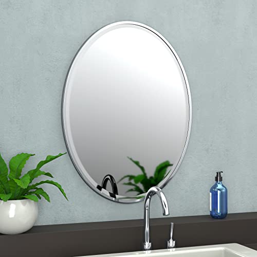 Gatco 1821 Flush Mount Framed Oval Mirror Chrome  33 H x 25 W