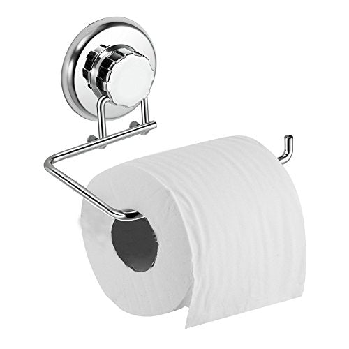 Hasko Accessories - Powerful Vacuum Suction Cup Toilet Paper Holder - Wall Mount Stainless Steel Tissue Roll Dispenser For Bathr