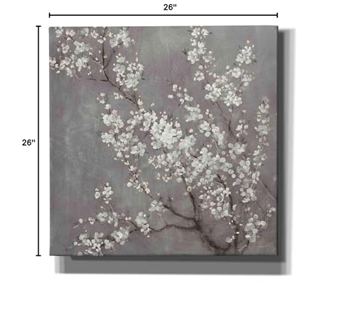 Epic Graffiti 'White Cherry Blossom Ii On Grey' By Danhui Nai, Canvas Wall Art, 26''X26''