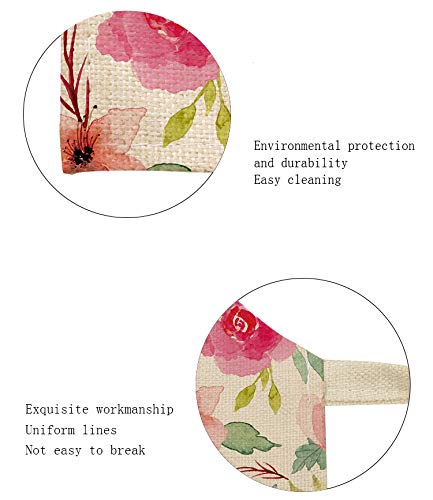 Tovip Sugar Skull 2Pcs Flower Apron Women Men Colorful Skull Cotton Linen Aprons For Kitchen Home Cooking Baking Cleaning Access