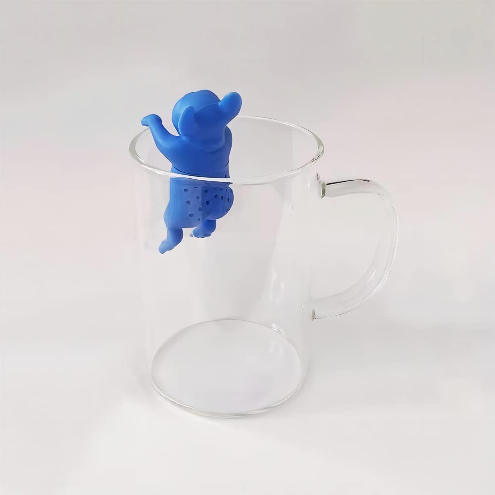 HADEWEITE Cute Tea Infuser - Silicone Reusable Diffuser, 2.9in, Blue, Model HT031C, Perfect for Loose Leaf Tea & Coffee