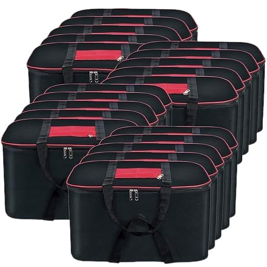 Damons Nylon Big Underbed Storage Bag Moisture Proof Cloth Organiser With Zippered Closure And Handle(Blackred, 54X46X28Cm) Rect