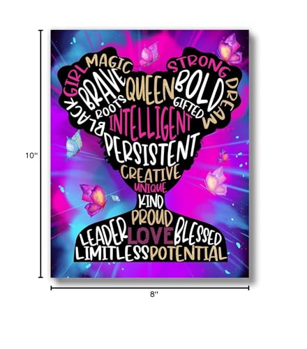Brooke & Vine African American Black Girl Woman Wall Decor Gift Art Prints (Unframed 8 X 10) Teen Tween Girl Room Inspirational