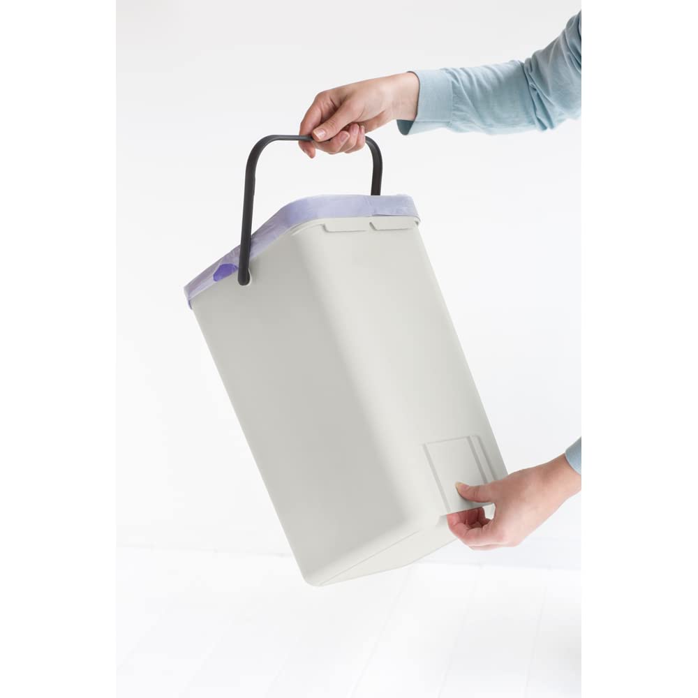 Brabantia Sort & go Kitchen Recycling can (32 galLight gray) Stackable Waste Organiser with Handle & Removable Lid  Wallcupboard Mounting