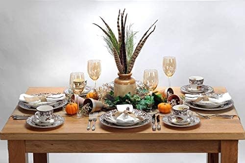 Spode Woodland Canadian Goose Dinner Plate - 10.5 Inch Fine Earthenware with British Flowers Border, Microwave, Oven, Freezer &