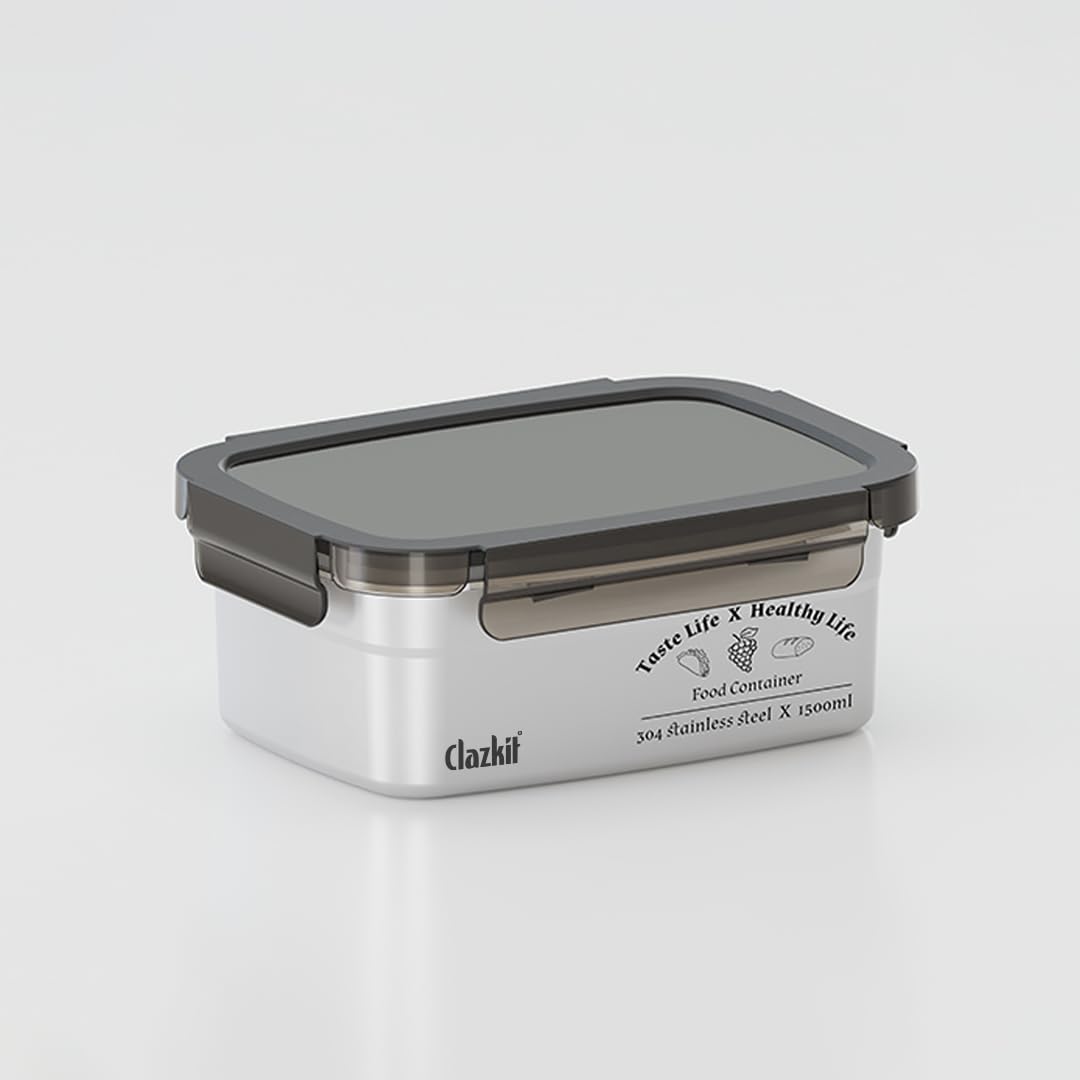 Clazkit Stainless Steel Food Storage Containers Microwave Safe Without Lid Container Kitchen Storage Set, Draining Crisper Refri