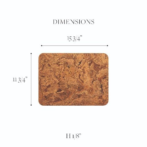 Casafina 15.75'' X 11.75'' Set Of 4 Rectangular Placemats - Cork Collection, Iceberg Natural | Heat Safe Tableware | Natural Por