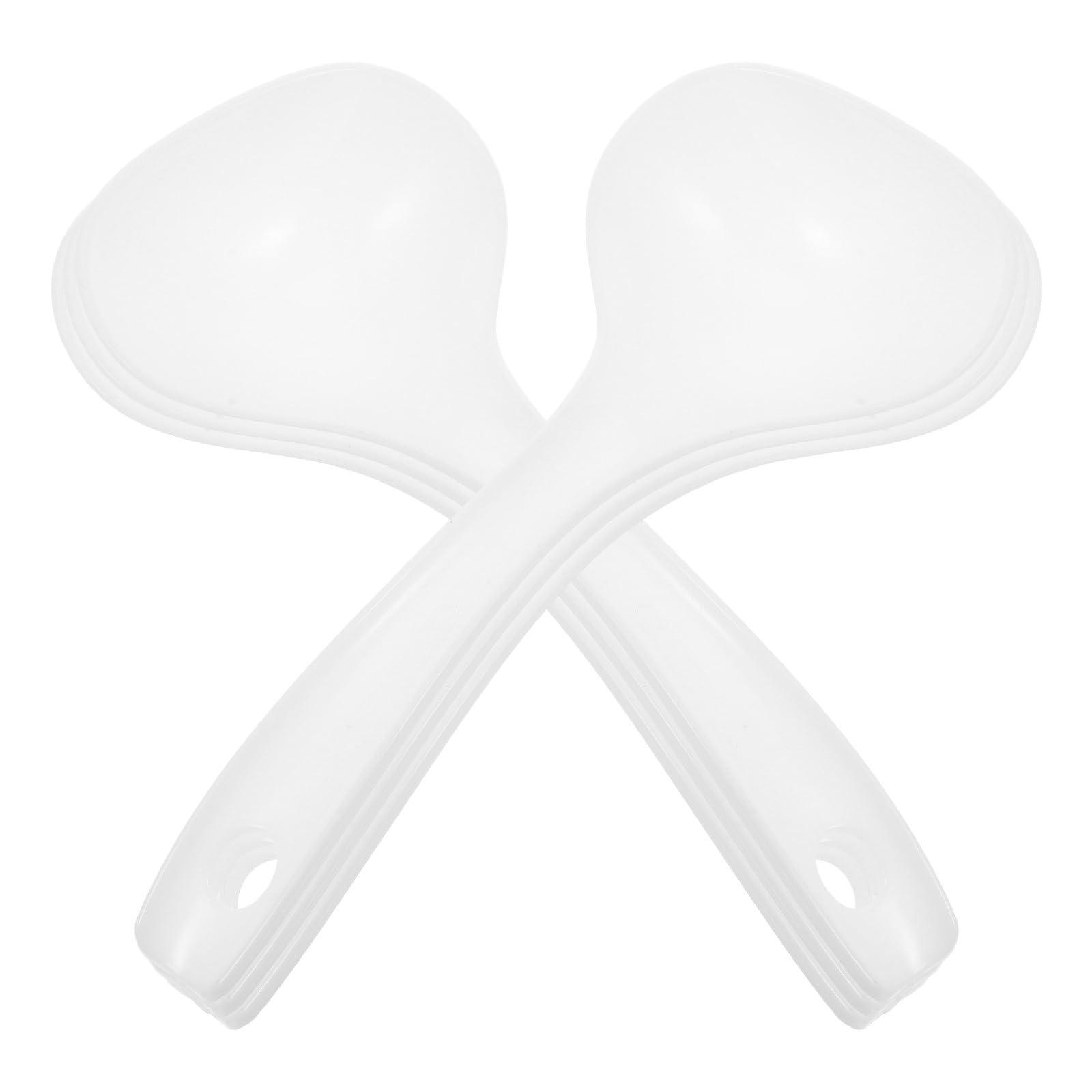 DEARMAMY 6pcs Reusable Serving Spoons with Long Handle, White Pp Soup Ladles Convenient to Hold for Restaurant and Garden Use, S