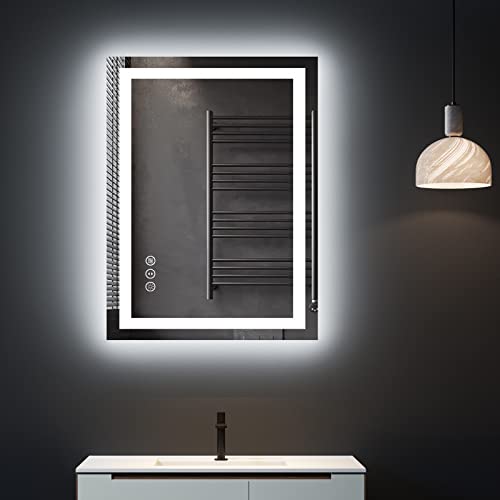 Oddsan 24X36 Led Mirror For Bathroom, Lighted Vanity Mirror For Wall, Dimmable, Anti-Fog, Shatter-Proof, Etl Listed (Front Light