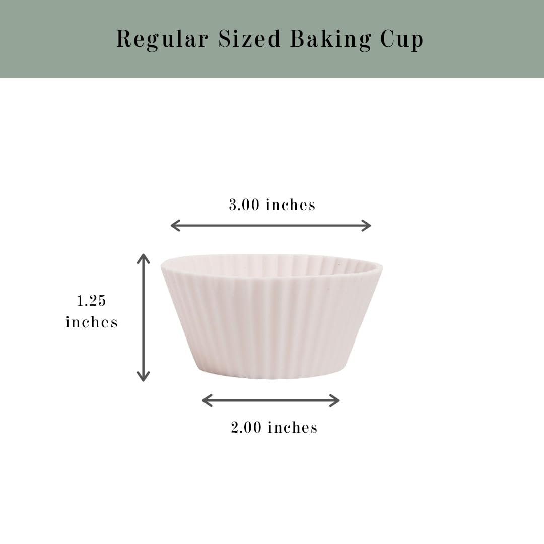 The Silicone Kitchen Reusable Silicone Baking Cups, Non-Toxic, Bpa Free, Dishwasher Safe, Regular, Pack Of 12, Designer White