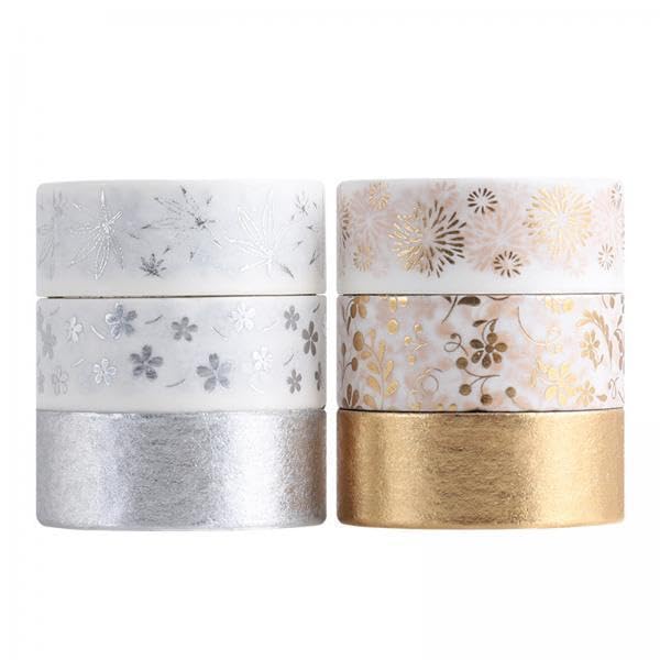 Atorse 2Xwashi Tape Set Sticker Gold/Silver Foil For Scrapbooking Diy Craft Planner