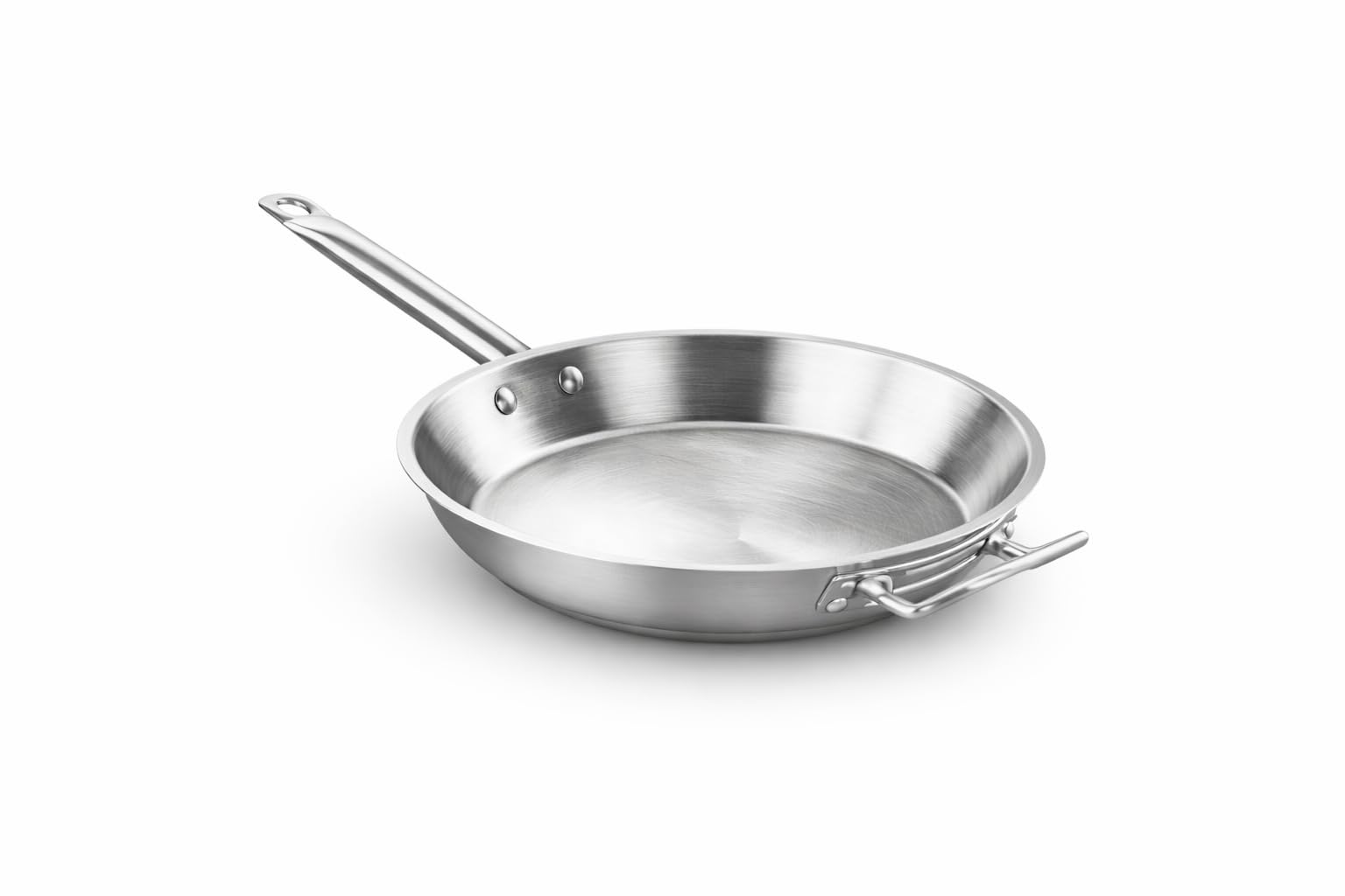 Glownary Commercial Stainless Steel Fryer 16 Inch Fry Pan, Commercial Grade Skillet with Ergonomic Handle, Induction Compatible,