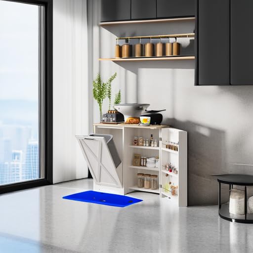 Dwvo Tilt Out Trash Can Cabinet, Cabinet Trash Can Garbage Can Cabinet With Power Outlet/Adjustable Shelves, Trash Bin Cabinet T