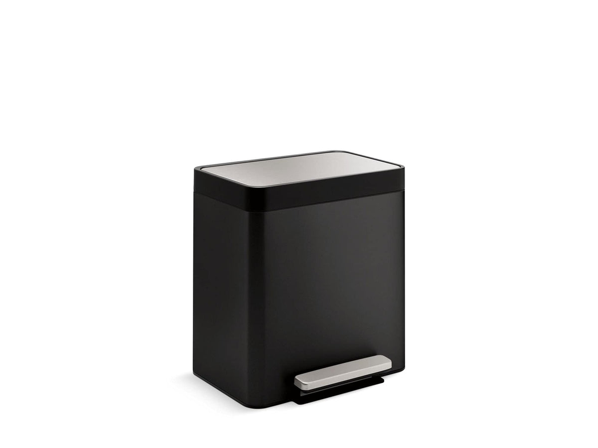 Kohler K-20942-Bst 8-Gallon Compact Black Stainless Step Trash Can, Black Stainless,Black Stainless Steel