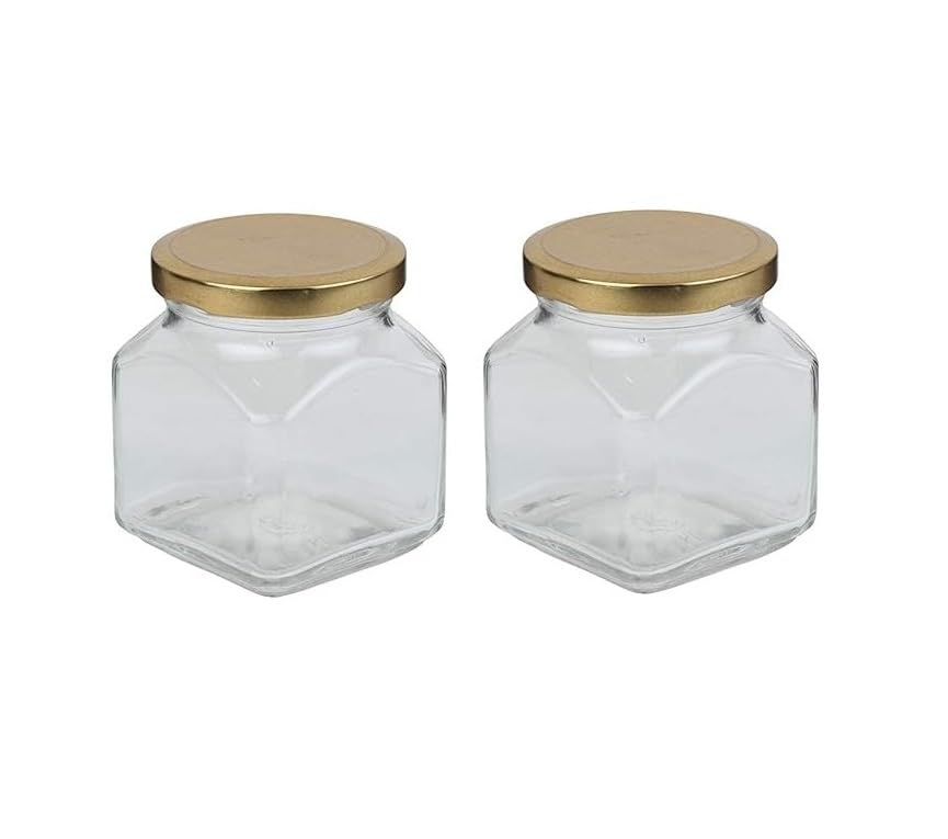 Pure Source India Crystal Clear Glass Jar Container Airtight  100 Gm, 2 Piece, Clear