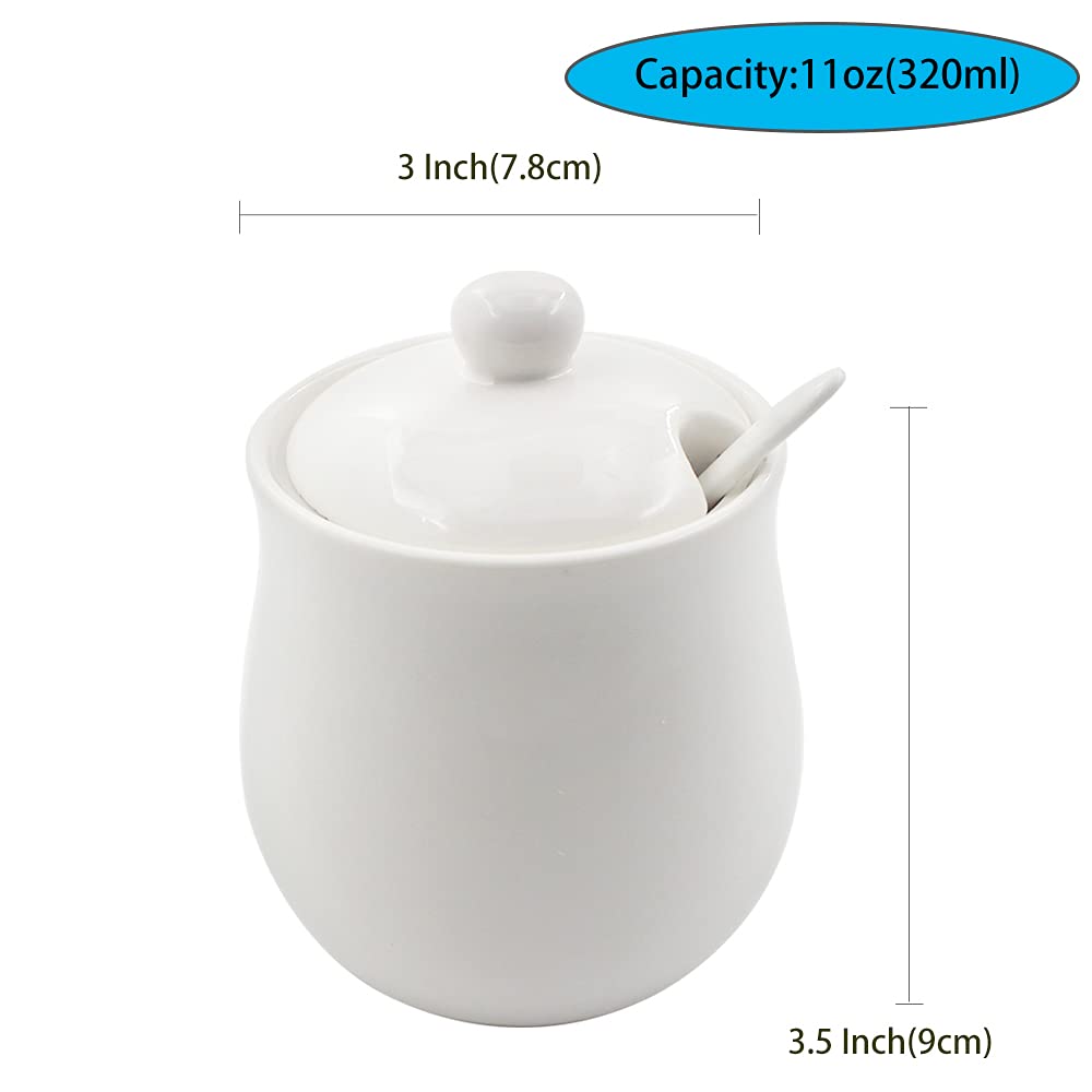 Bpfy 11Oz Cream Color Ceramic Cream And Sugar Set, Coffee Serving Sets, Sugar Bowl With Lid And Spoon, Cream Pitcher, Cream Jug