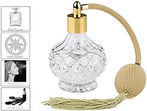 H&D Hyaline & Dora H&D Charming Clear Checked Carved Glass Empty Refillable Perfume Bottle With Spray Atomizer