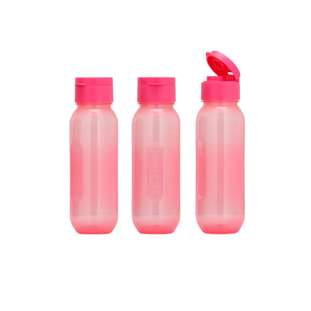 Gluman 500 Ml Leak Proof Plastic Claro Mini Spout Water Bottle Set Of 3 | Flip-Top Spout Lid Plastic | Anti-Bacterial & Bpa Free