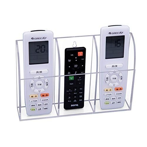 HBlife Acrylic Remote Holder Organizer, Clear TV Remote Control Holder Wall Mount Remote Caddy for Bedside, Media Organizer Stor