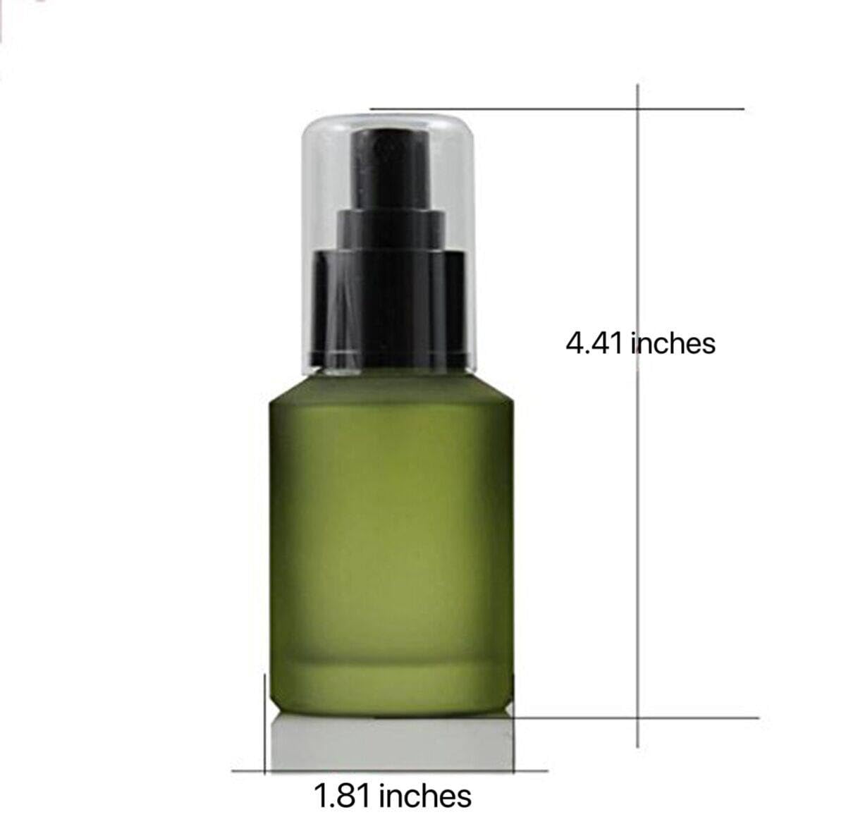 60Ml/2Oz Refillable Glass Pump Bottle Frosted Green Cosmetic Makeup Emulsion Toiletries Cream Lotion Pump Bottle Portable Dispen