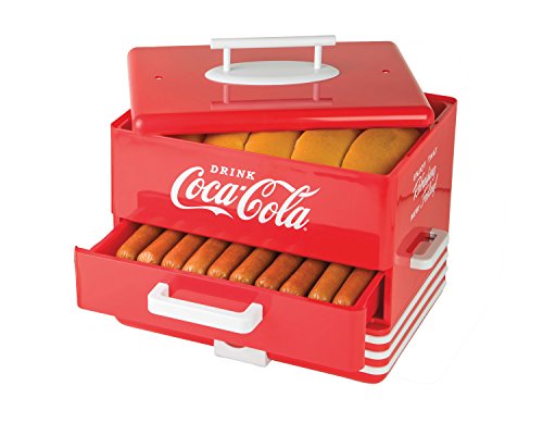 Nostalgia Hds248Coke Large Coca-Cola Diner-Style Steamer, 24 Hot Dogs And 12 Bun Capacity, Perfect For Breakfast Sausages, Brats