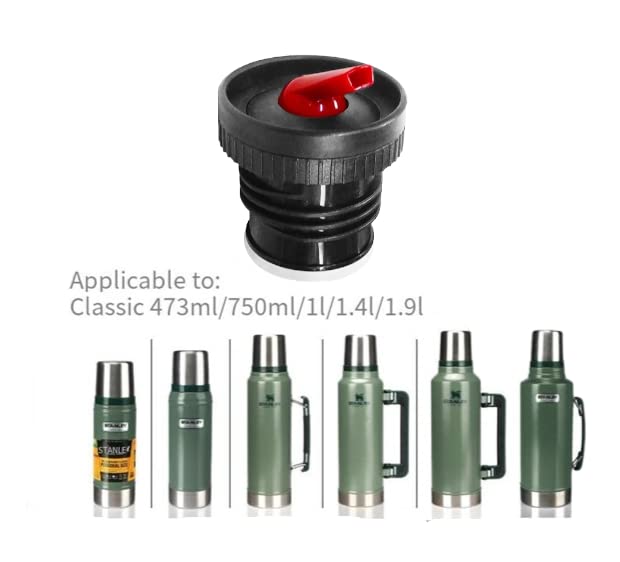 Argentus Stanley Thermos Stopper Replacement Part, Silicone, 1.1QT-2QT, Black/Red, Model Argentos2022