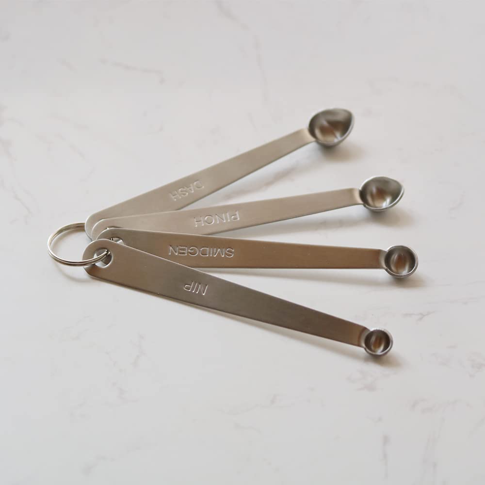 1/8,1/16,1/32,1/64 Tsp (Dash, Pinch, Smidgen, Nip) Mini Measuring Spoons, Heavy Duty Stainless Steel Measuring Spoons, Small Mea