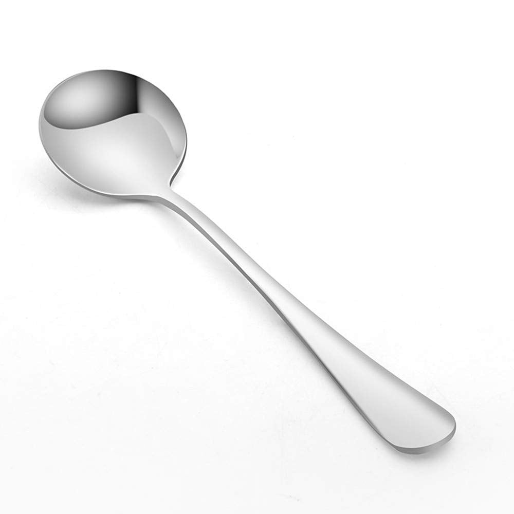 2 Piece Soup Spoons, Round Stainless Steel Bouillon Spoons Round Spoons 6.7 Inch