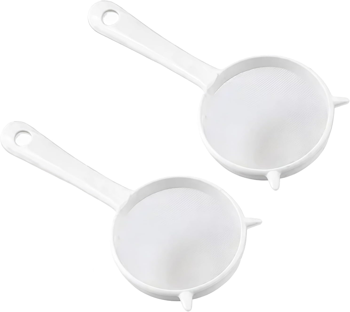 2 Pcs Small White Mesh Kitchen Sifter - Plastic Mesh Strainers Sieve,Colanders and Sieve with Handle for Tea Pasta Flour Rice Fr