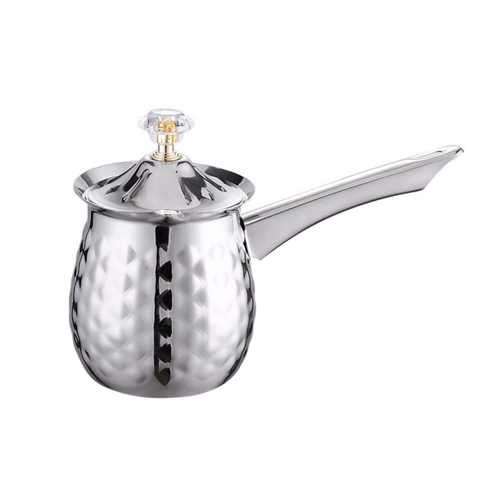 Alunsito Stainless Steel Turkish Coffee Pot, Small Saucepan Pot, Butter Warmer, Milk Warmer with Spout for Chocolate Melting Cof