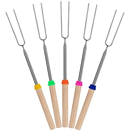 Unco- Marshmallow Roasting Sticks, 5 Pack, 32, Extendable Stainless Steel Campfire Smores Sticks, Hot Dog Sticks For Campfire, R
