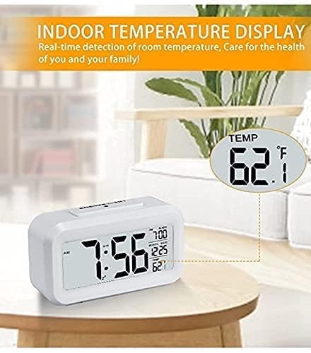 Aerys Digital Alarm Clock, Table Clock With Automatic Sensor, Date And Temperature Display, Compact Desk Clock For Students, Hom