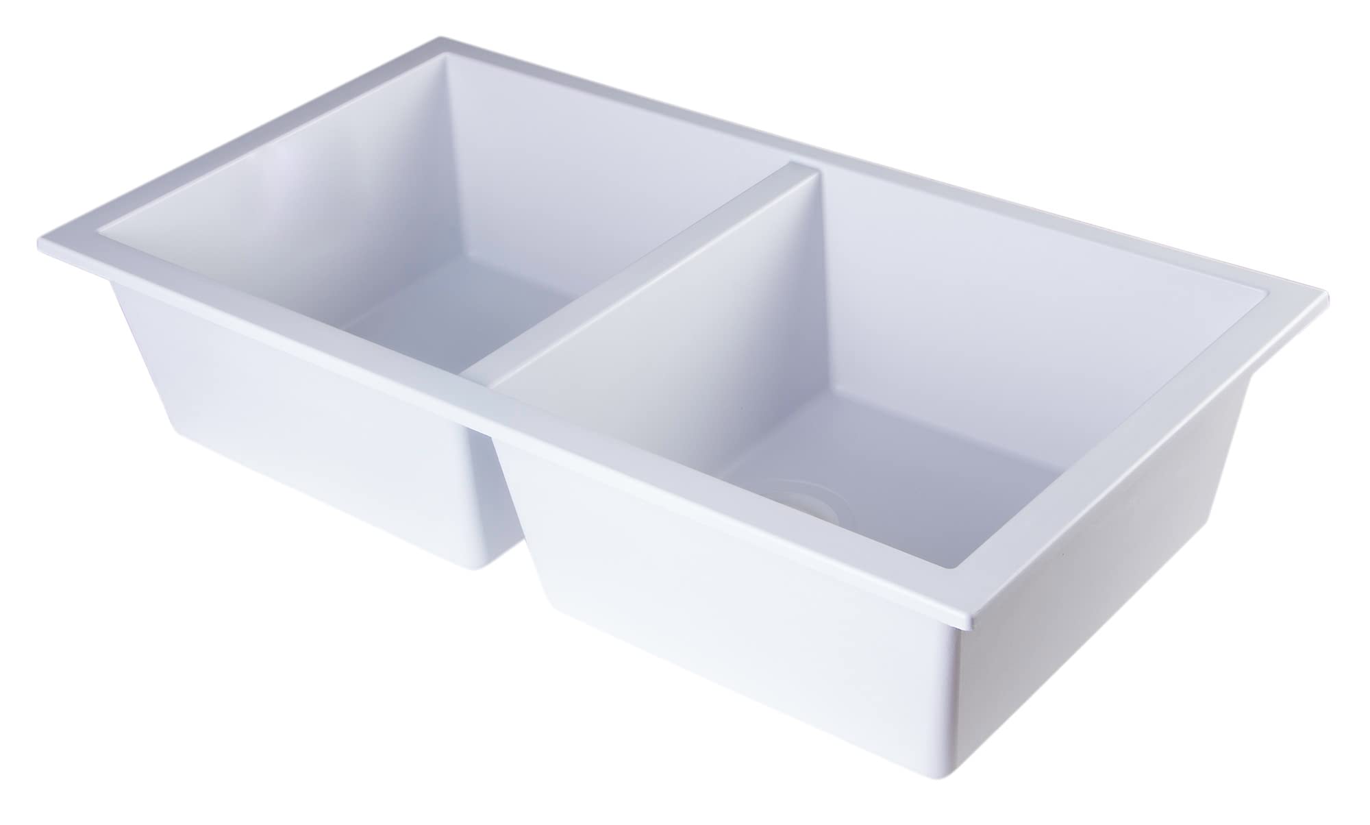 Alfi Brand Ab3420Um-W Undercount Double Bowl Granite Composite Kitchen Sink 34 White