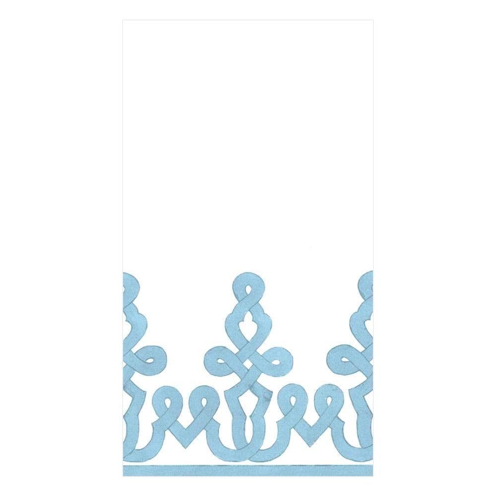 Caspari Dessin Passementerie Paper Linen Guest Towel Napkins In Stone Blue - Two Packs Of 12